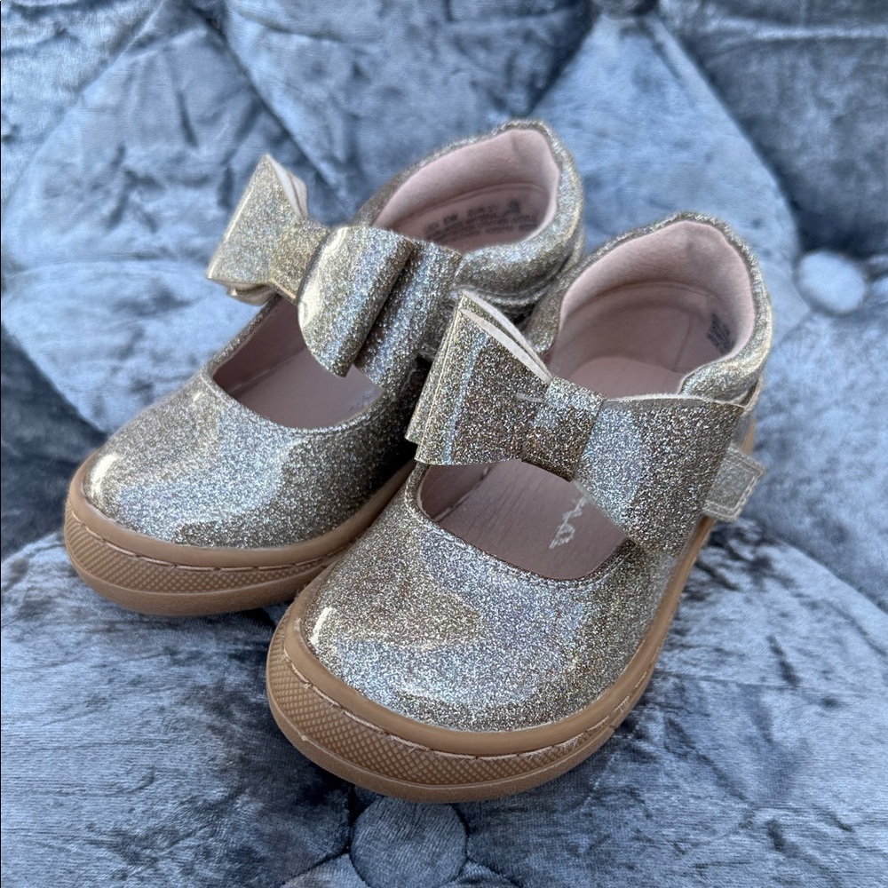 Nina Shoes Gold Glitter Bow